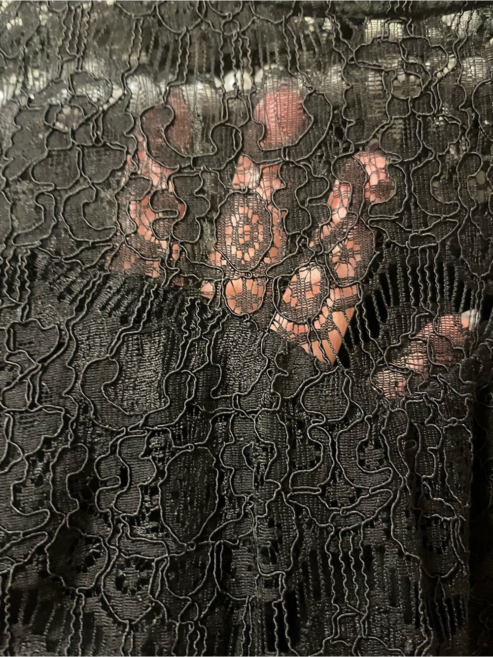 Monteau Los Angeles Black Lace Peplum Top Womens Sz M Lg Sleeve Romantic Blouse - Picture 6 of 10